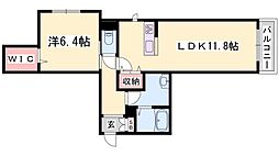 リメインらかんE棟 1LDKの間取図画像
