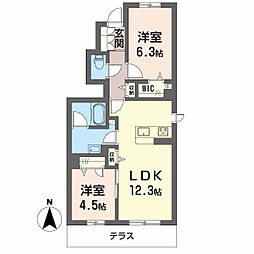 揖保郡太子町糸井アパート 2LDKの間取図画像
