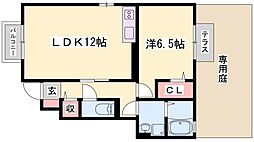 ジュエルハイム 1LDKの間取図画像