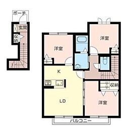パルテール・加古川A 3LDKの間取図画像
