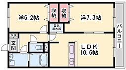 インタービレッジ城北 2LDKの間取図画像