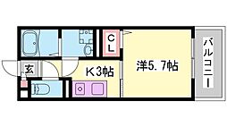 レナータレジデンス 1Kの間取図画像