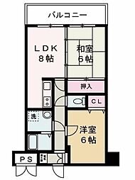 リバーサイド白鷺 2LDKの間取図画像