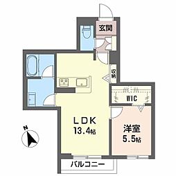 ニコスビル 1LDKの間取図画像
