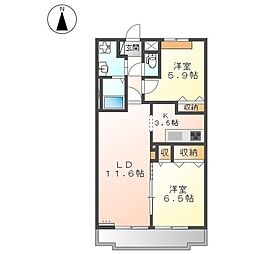 アンプルール 2LDKの間取図画像