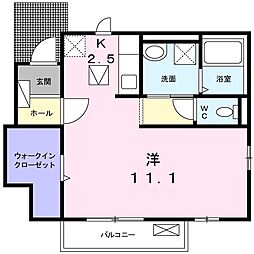 シャルマンヴィレッジC ワンルームの間取図画像