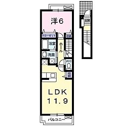 プラーチド2 1LDKの間取図画像