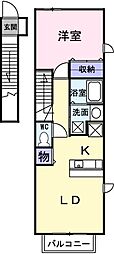 ドリーム新町 1LDKの間取図画像