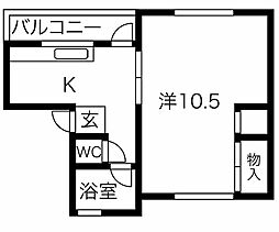 中田マンション 1Kの間取図画像