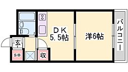 サンハイツ多井田D棟 1DKの間取図画像