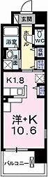 ポーシェガーデン5 1Kの間取図画像