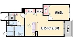 エーデル緑ケ丘D 1LDKの間取図画像
