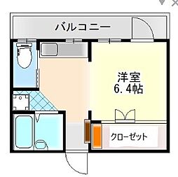 ヒルハイツA棟 1DKの間取図画像