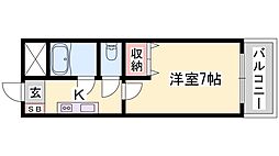 メゾン・ド・姫路野里 1Kの間取図画像