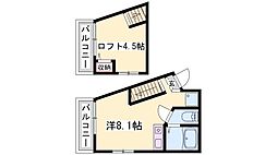 ベルフラワー岡町 1Kの間取図画像