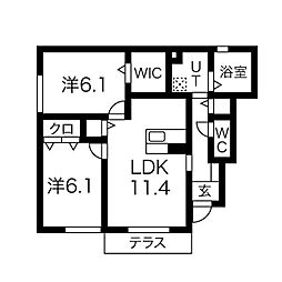 パストラル小野 2LDKの間取図画像