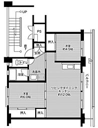 ビレッジハウス三草1棟 2LDKの間取図画像