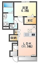 パインフォレスト浜の宮2 1LDKの間取図画像