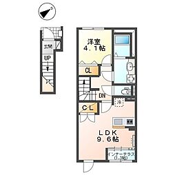 グランドコート飾西 1LDKの間取図画像