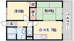 パセオ書写A 2DKの間取図画像