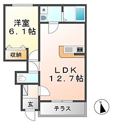 セレーネ 1LDKの間取図画像