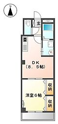 ミレム 1DKの間取図画像
