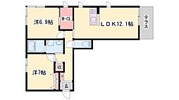イーストグランテージ 2LDKの間取図画像