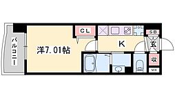 Luxe姫路 1Kの間取図画像