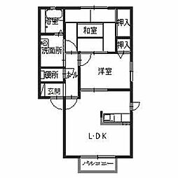 ヴィラシャンピニヨン2D棟 2LDKの間取図画像