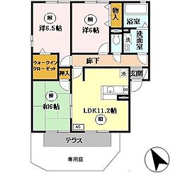 さくらハイツB棟 3LDKの間取図画像