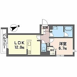 姫路市神屋町2丁目アパート 1LDKの間取図画像