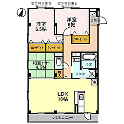 パークハイム弐番館A棟 3LDKの間取図画像