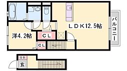 セジュール西土井 1LDKの間取図画像