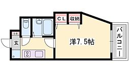 ジュネス野里 1Kの間取図画像