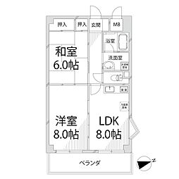 青山NKマンション 2LDKの間取図画像