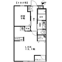 GOLDCREST 1LDKの間取図画像