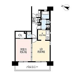 UR都市機構リバーハープコート南千住4号棟 1LDKの間取図画像
