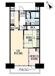 UR都市機構アーバンライフ西新井 2LDKの間取図画像