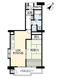 UR都市機構赤羽北二丁目ハイツ 1LDKの間取図画像