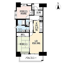 UR都市機構アーベイン神谷 2LDKの間取図画像
