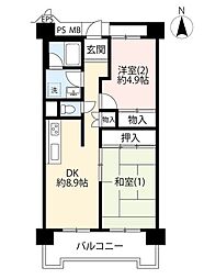UR都市機構光が丘パークタウン大通り南7-7-1 2DKの間取図画像