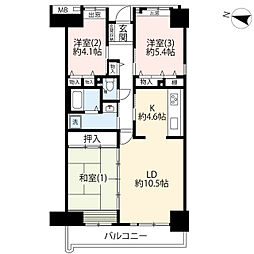 UR都市機構アーバンライフ東新小岩4号棟 3LDKの間取図画像
