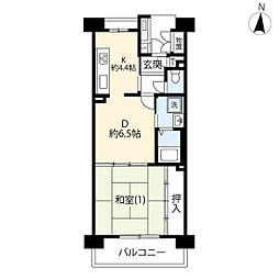 UR都市機構アーバンライフ東新小岩3号棟 1DKの間取図画像