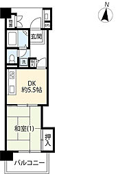 UR都市機構アーバンライフ東新小岩3号棟 1DKの間取図画像