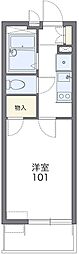 レオパレスアグレアブル 2階1Kの間取り