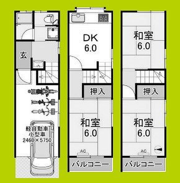 長吉長原2丁目貸家 ｜大阪府大阪市平野区長吉長原２丁目(賃貸一戸建3DK・--・65.87㎡)の写真 その2