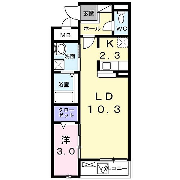 カーサ　クレインフィールド ｜大阪府摂津市鶴野３丁目(賃貸マンション1LDK・3階・39.48㎡)の写真 その2