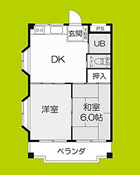 旭ロイヤルハイム 2DKの間取図画像