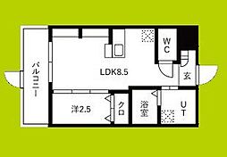 ジーイーオンズ 1階1LDKの間取り