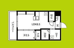 ジーイーオンズ 3階1LDKの間取り